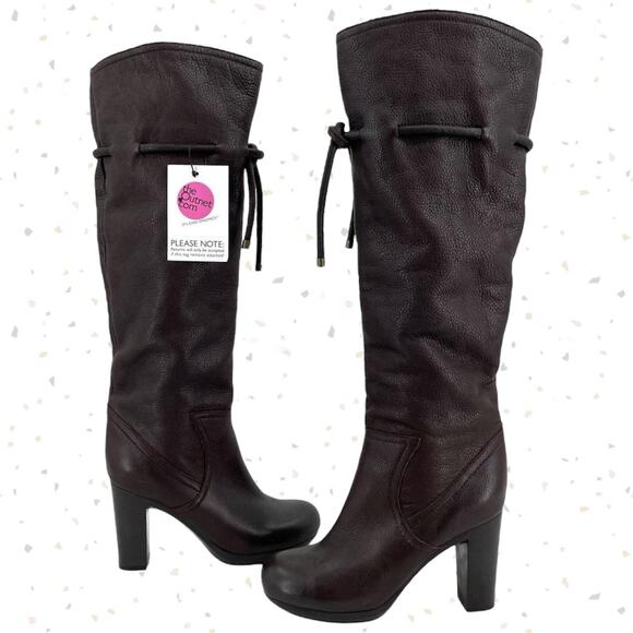 See By Chloe Tall Leather Boots Chocolate Brown Wool Lined High Heeled Size 37.5 - Picture 1 of 15
